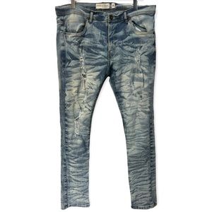 Evolution by Design Mens Acid wash distressed slim straight legged denim jeans